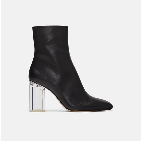 Zara Shoes - Zara Clear Heel Square Toe Ankle Boots